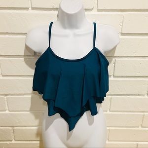 Teal Flowy Bikini Top S